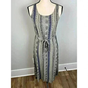 Vtg 90's Y2K Karizma Maxi Dress Abstract Print Tie Sleeveless Art Women's M